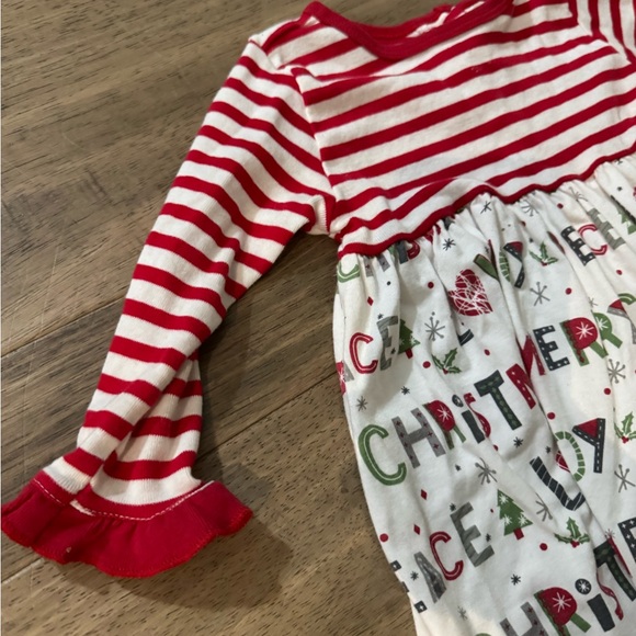 12-18 month Tesa Babe Christmas Holiday Striped Dress - Picture 4 of 6